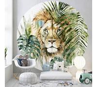 Lumalea - Papier peint rond/cercle Enfants Lion - Papier Standard 170gr Lessivable - Diamètre 120 cm