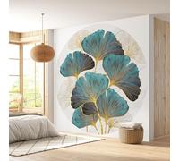 Lumalea - Papier peint rond/cercle Motif fleurs - Papier Premium 185gr Lavable - Diamètre 130 cm