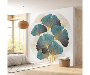 Lumalea - Papier peint rond/cercle Motif fleurs - Papier Premium 185gr Lavable - Diamètre 130 cm