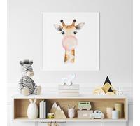 Lumalea - Poster/Affiche carrée Enfants Girafe bulle - 20x20 cm