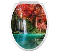 Lumaléa - Stickers Abattant WC Cascades - Adhésif BRILLANT - 35x43 cm