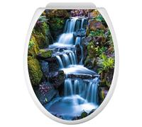 Lumaléa - Stickers Abattant WC Cascades - Adhésif + Protection BRILLANTE - 35x43 cm