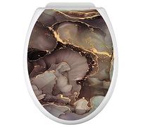 Lumaléa - Stickers Abattant WC Effet Marbré - Adhésif BRILLANT - 35x43 cm