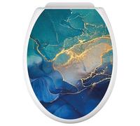 Lumaléa - Stickers Abattant WC Effet Marbré - Adhésif BRILLANT - 35x43 cm
