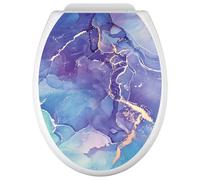 Lumaléa - Stickers Abattant WC Effet Marbré - Adhésif BRILLANT - 35x43 cm