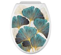 Lumaléa - Stickers Abattant WC Feuilles - Adhésif + Protection BRILLANTE - 35x43 cm