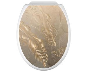 Lumaléa - Stickers Abattant WC Feuilles - Adhésif + Protection MATE - 35x43 cm