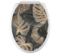 Lumaléa - Stickers Abattant WC Feuilles tropicales - Adhésif + Protection MATE - 35x43 cm
