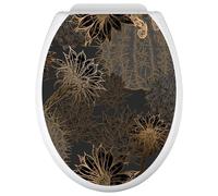 Lumaléa - Stickers Abattant WC Fleurs - Adhésif + Protection MATE - 35x43 cm