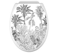 Lumaléa - Stickers Abattant WC Forêt tropicale - Adhésif BRILLANT - 35x43 cm