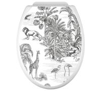 Lumaléa - Stickers Abattant WC Jungle Animaux - Adhésif + Protection MATE - 35x43 cm
