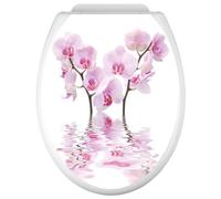 Lumaléa - Stickers Abattant WC Orchidées - Adhésif + Protection MATE - 35x43 cm