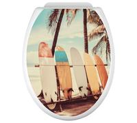 Lumaléa - Stickers Abattant WC Planches de Surf - Adhésif BRILLANT - 35x43 cm