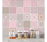 Lumalea Stickers carrelage - Motif Carreaux de Ciment 3617681713258 - Adhésif + Protection Mate - 36 Stickers 10x10 cm