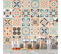 Lumalea Stickers carrelage - Motif Carreaux de Ciment 3617681811640 - Adhésif + Protection Brillante - 36 Stickers 15x15 cm