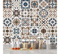 Lumalea Stickers carrelage - Motif Carreaux de Ciment 3617682190058 - Adhésif + Protection Mate - 36 Stickers 20x20 cm