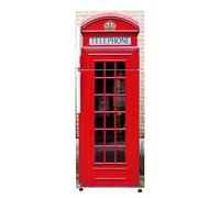 Lumalea Stickers Frigo - Cabine London 3617689984193 - Adhésif Brillant - 70x180 cm - Idéal pour frigo 60x180 cm