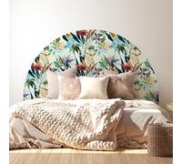 Lumalea Stickers tête de lit - Motif Tropical 3617689797748 - Adhésif + Protection Brillante - Largeur 220 x Hauteur 150 cm - Idéal Lits 180 cm