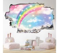 Lumalea Stickers Trompe l'oeil Trou dans Le Mur - Arc-en-Ciel 3617689721781 - Hauteur 90 x Largeur 144 cm