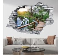 Lumalea Stickers Trompe l'oeil Trou dans Le Mur - Chemin Cascade 3617689913933 - Pierres Grises - Hauteur 30 x Largeur 45 cm