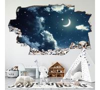 Lumalea Stickers Trompe l'oeil Trou dans Le Mur - Ciel Nuit Étoiles 3617682042951 - Hauteur 30 x Largeur 48 cm