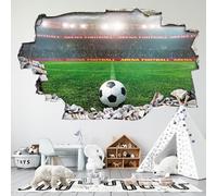 Lumalea Stickers Trompe l'oeil Trou dans Le Mur - Football 3617682153480 - Hauteur 50 x Largeur 80 cm