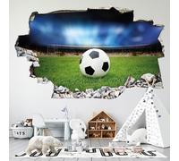 Lumalea Stickers Trompe l'oeil Trou dans Le Mur - Football 3617689912905 - Hauteur 40 x Largeur 64 cm
