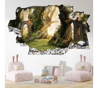 Lumalea Stickers Trompe l'oeil Trou dans Le Mur - Forêt Ancienne 3617689721286 - Hauteur 90 x Largeur 144 cm