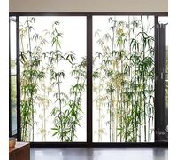 Lumanduo Film de confidentialité pour fenêtre - Feuilles de bambou givrées - Autocollant décoratif en verre - Pour décoration d'intérieur (B, 52 x 130 cm)