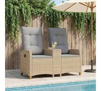 Lumanois Banc inclinable avec Table Beige et Gris Clair polyrotin Mobilier de Jardin Beige,42026815