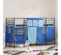 Lumanois Cadre de Lit Mezzanine pour Enfants avec Rideaux Noir et Bleu Lits & Cadres de lit Noir,42020798