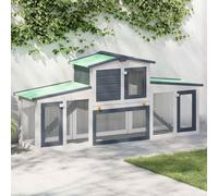 Lumanois Clapier Large d'extérieur Gris et Blanc 201x45x85 cm Bois Articles pour Animaux de Compagnie Gris,170843