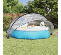 Lumanois Dôme de Piscine Pliable Transparent 405 x 405 x 192 cm, Bâche Couverture Solaire PVC Anti-UV, Abri Isolation Thermique Hors-Sol, Poteaux Fibre de Verre Sac Transport Inclus
