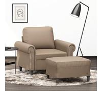 Lumanois Fauteuil avec Repose-Pied Cappuccino 60 cm Similicuir Canapés Brun,3201204