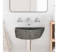 Lumanois Lavabo Mural Gris 37 x 30 x 12 cm Pierre de rivière Plomberie Gris,4103951