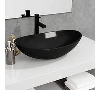 Lumanois Lavabo Verre trempé 54,5x35x15,5 cm Noir Plomberie Noir,345250