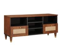 Lumanois Meuble TV Marron 100 x 33,5 x 46 cm Bois de Mangue Massif Fixations & Meubles de Rangement multimédia Marron,4018898