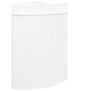 Lumanois Panier à Linge d'angle Bambou Blanc 60 L avec Doublure Tissu Amovible, Couvercle à Poignée, Pliable, 52,3x37x65 cm, Rangement Salle de Bain Chambre Buanderie Salon, Multifonction