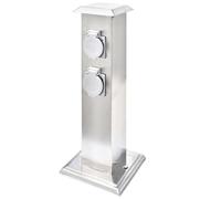 Lumanois Pilier de Prise de Jardin Acier Inoxydable Prises de Courant Argent,41236