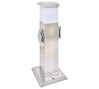 Lumanois Pilier de Prise de Jardin avec Lampe Acier Inoxydable Prises de Courant Silver,41238