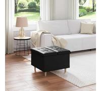 Lumanois Pouf de Rangement avec Coussin Noir 60x60x45 cm Simili Cuir Ottoman Banc de Rangement pour Salon Chambre Entrée Repose-Pieds Siège d'Appoint