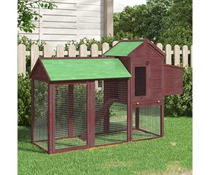 Lumanois Poulailler Moka 193x65x117 cm Bois Massif de pin Articles pour Animaux de Compagnie Brun,172234