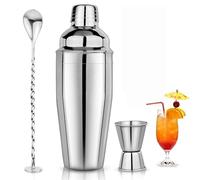 Lumanothy Shaker à Cocktail 750 ML, Set de Cocktail en Acier Inoxydable 3 pièces avec doseur 15/30 ML et Pilon à Cocktail, kit de Barman Premium pour la Maison, Le Bar, Les fêtes