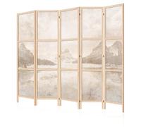 LUMASOUL Paravent Intérieur 5 Panneaux Simple Face Pliable - Separateur de Pieces Motif Hiver - Cloison de Separation de Chambre pour Chambre à Coucher, Salle de séjour - 225x172 cm