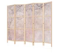 LUMASOUL Paravent Intérieur à Simple Face - 5 Panneaux - Separateur de Pieces de Style Japonais - Cloison de Separation pour Chambre à Coucher et Salon - Motif Arbre - 225x172 cm