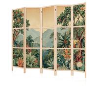 LUMASOUL Paravent Intérieur à Simple Face - 5 Panneaux - Separateur de Pieces de Style Japonais - Cloison de Separation pour Chambre à Coucher et Salon - Motif Paysages - 225x172 cm