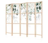 LUMASOUL Paravent Intérieur à Simple Face - 5 Panneaux - Separateur de Pieces de Style Japonais - Cloison de Separation pour Chambre à Coucher et Salon - Motif Nature - 225x172 cm