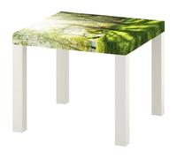LUMASOUL Table Basse Moderne Blanche avec Motif - Petite Table de Salon 55x55 cm - Table Basse carrée - Mini Table & Bout de canapé - Forêt 01