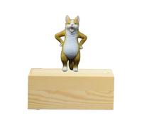 LumaTide Ensemble commémoratif pour chat debout - Urne à chat jaune avec boîte de rangement en bois