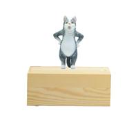 LumaTide Ensemble commémoratif pour chat gris - Urne en bois avec figurine de chat debout